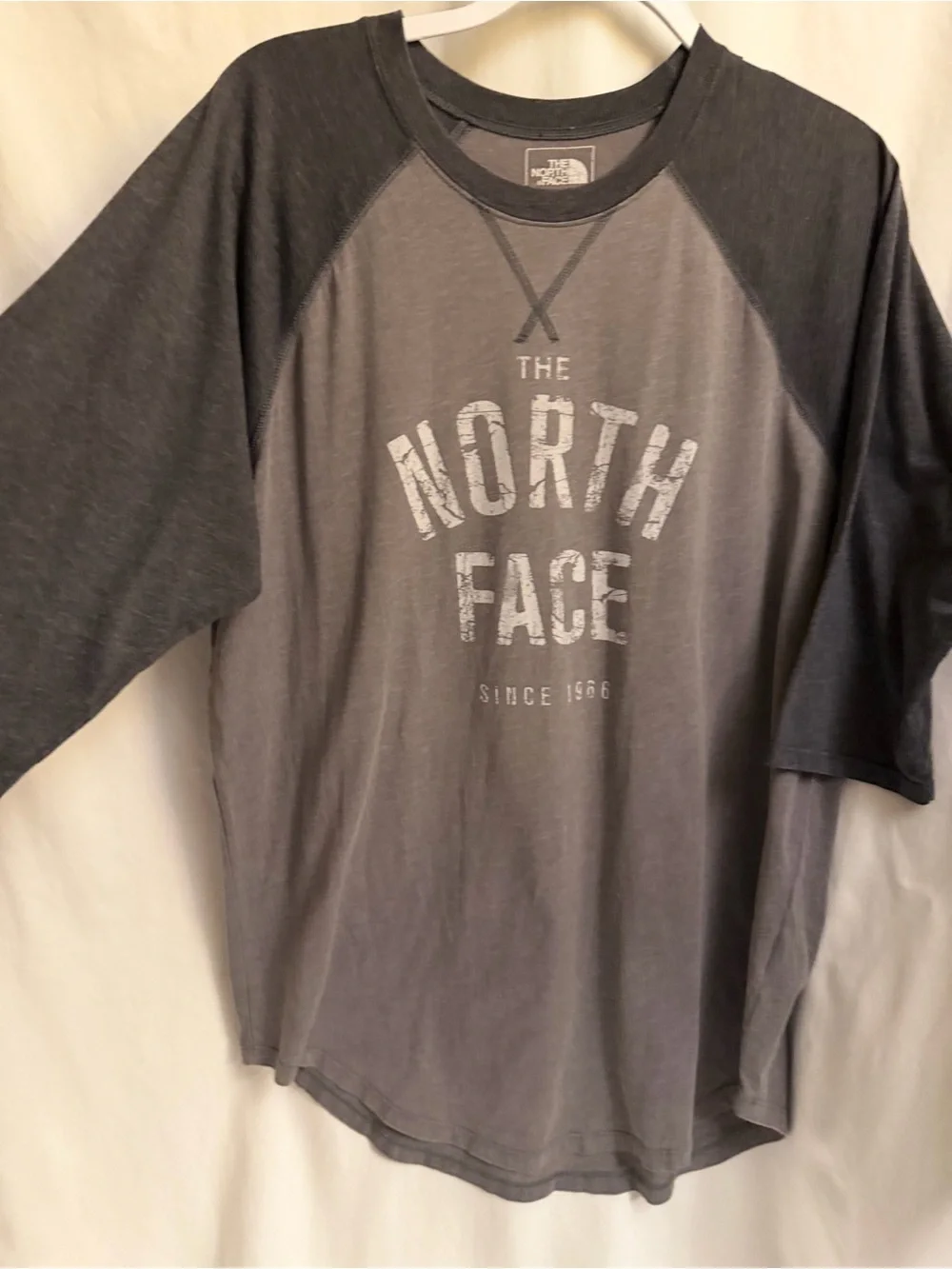 North Face shirt with two toned gray in men’s size Large